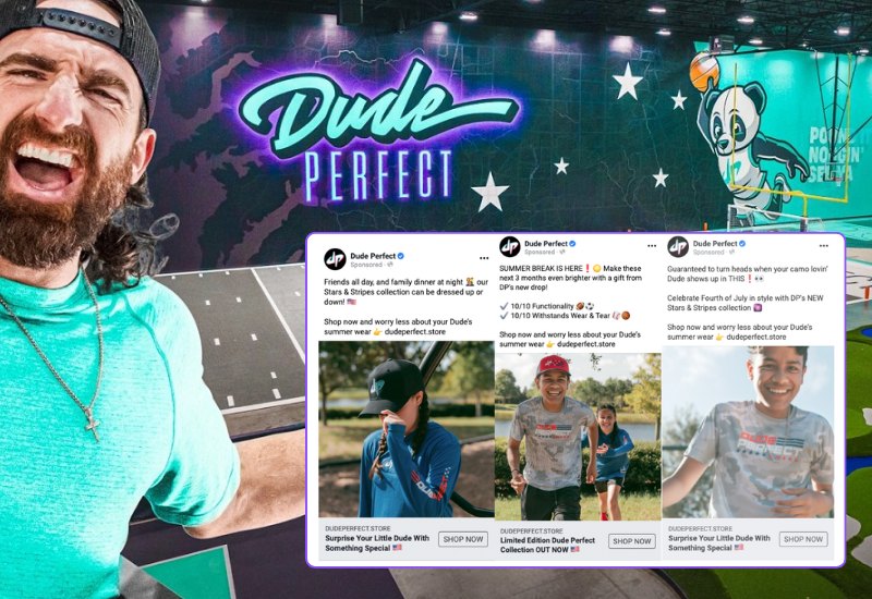Dude Perfect merchandise ads