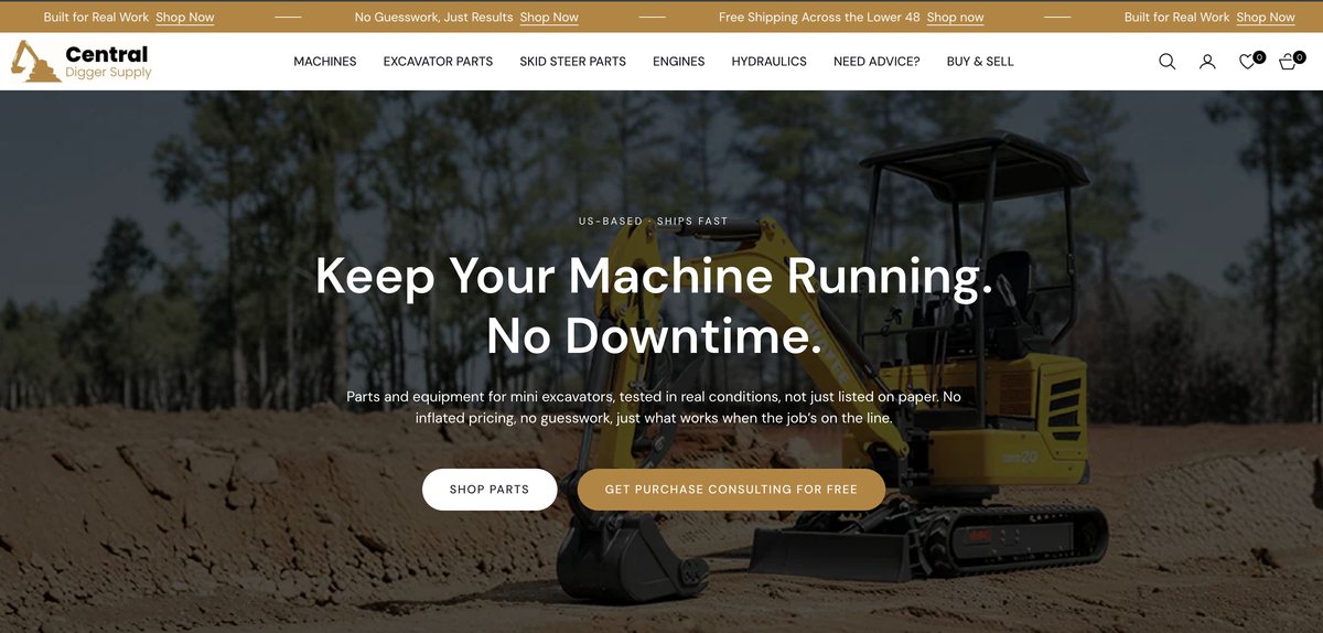 Central Digger Supply homepage